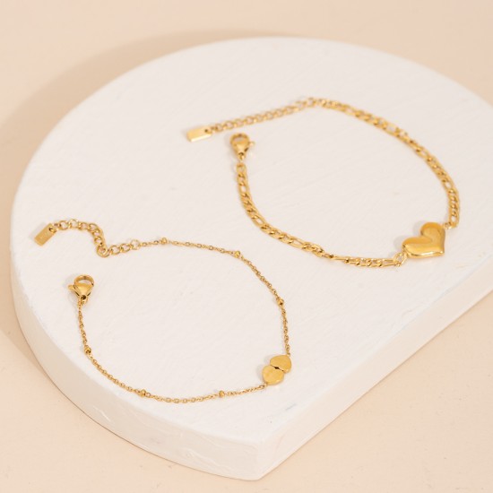 Peach Heart Stainless Steel Bracelet