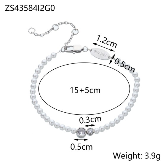 Natural stone stainless steel bead bracelet