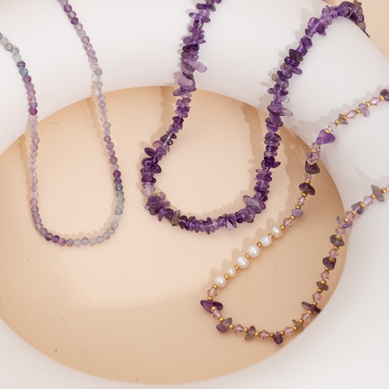 Natural stone stainless steel necklace