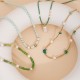 Pine green bead stainless steel necklace