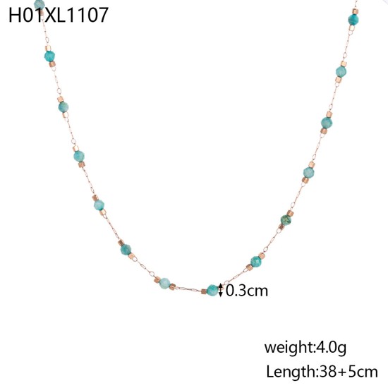 Natural stone pendant stainless steel necklace