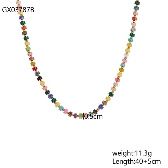 Natural stone pearl stainless steel necklace