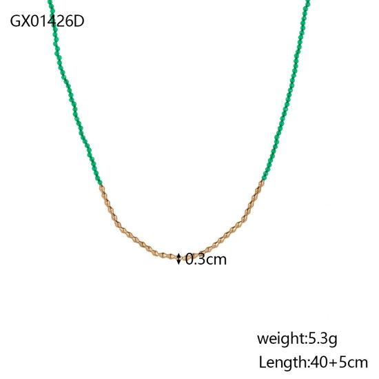 Natural stone stainless steel necklace