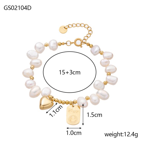 Pearl pendant heart-shaped stainless steel necklace