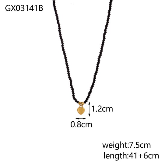 Crystal Natural Stone Stainless Steel Necklace