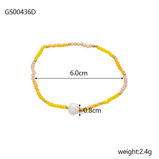 Colored natural stone stainless steel bracelet