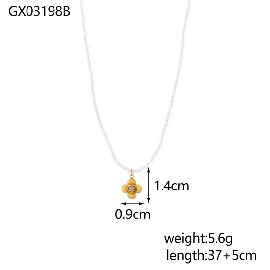 Bow bead stainless steel necklace