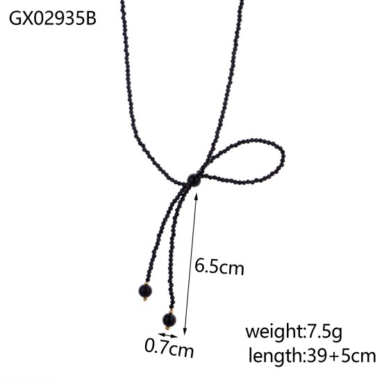 Bow bead stainless steel necklace