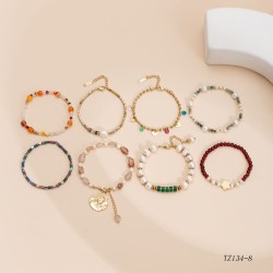 Beaded natural stone pearl bracelet