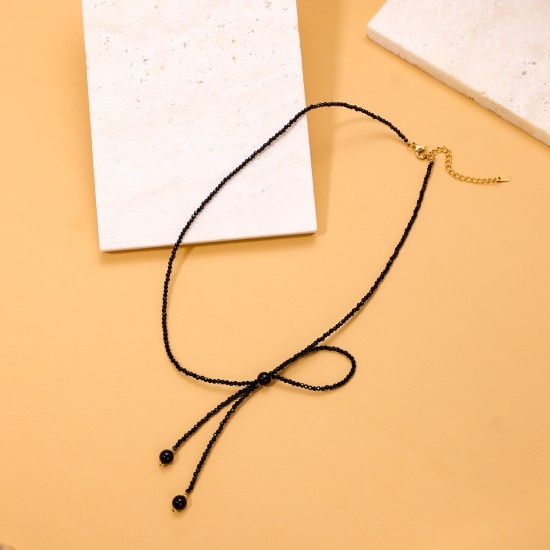 Bow bead stainless steel necklace