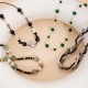 Handmade bead natural stone stainless steel necklace