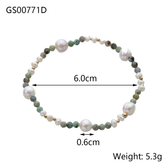 Beaded natural stone pearl bracelet