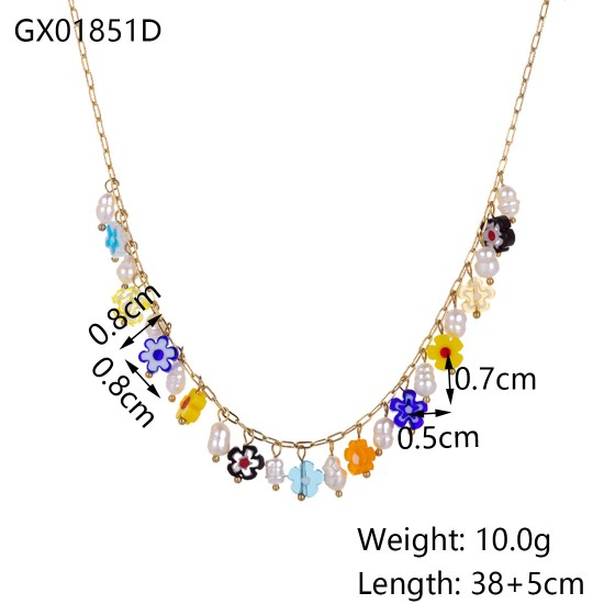 Colorful natural stone pearl necklace