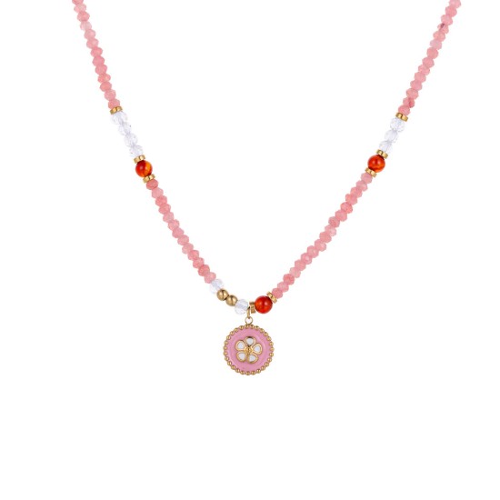  Natural stone handmade stainless steel necklace