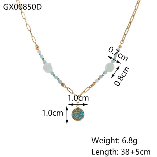 Colorful natural stone pearl necklace