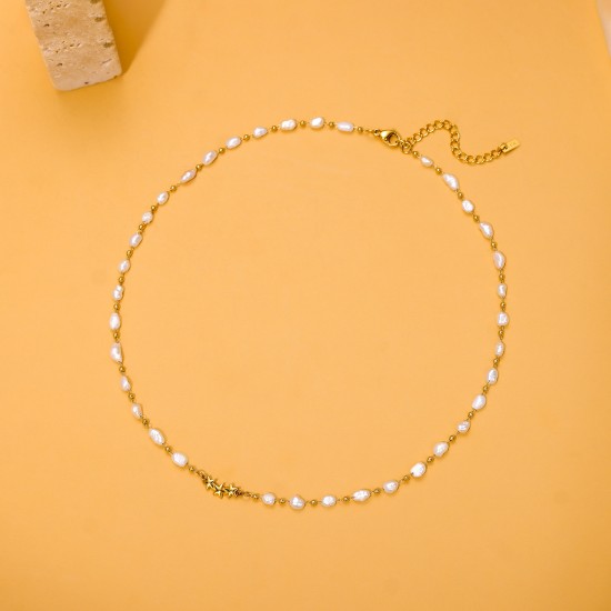 Pearl Natural Stone Stainless Steel Necklace