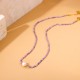 Natural stone bead stainless steel necklace