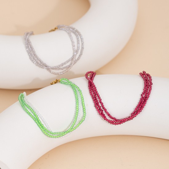 Natural stone bead chain stainless steel bracelet