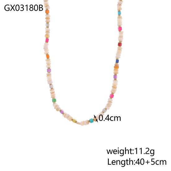 Colorful zircon stainless steel necklace