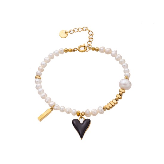 Pearl pendant heart-shaped stainless steel necklace