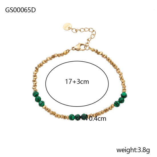 Colored natural stone stainless steel bracelet