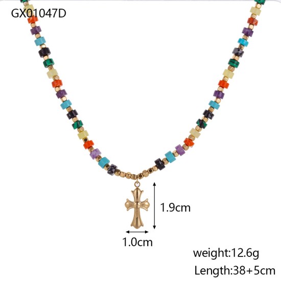 Colorful natural stone pendant necklace