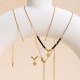 Antique style natural stone stainless steel necklace
