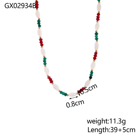 Colorful zircon stainless steel necklace
