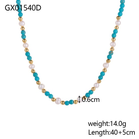 Turquoise bead stainless steel necklace