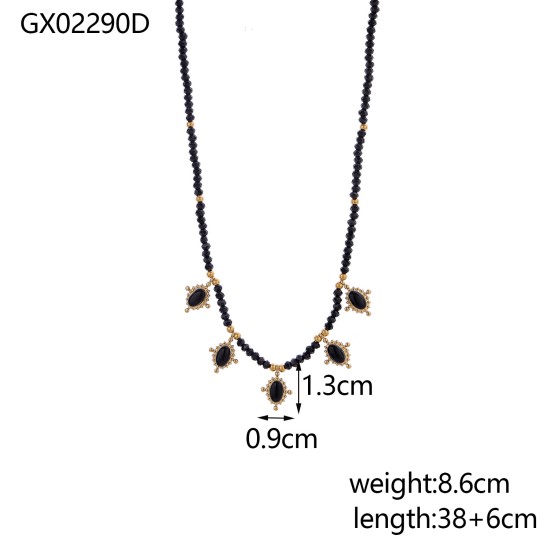 Crystal Natural Stone Stainless Steel Necklace