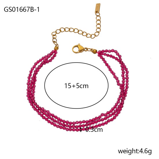 Natural stone bead chain stainless steel bracelet