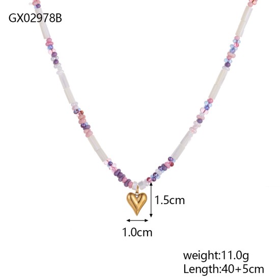 Natural stone pearl stainless steel necklace