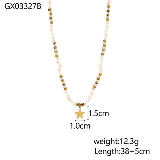 Golden pearl stainless steel necklace