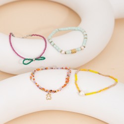 Colored natural stone stainless steel bracelet