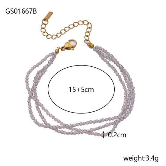 Natural stone bead chain stainless steel bracelet