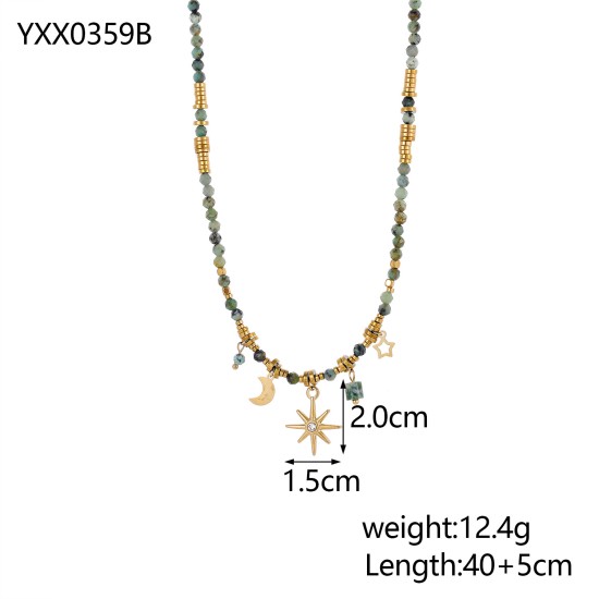 Beaded Stacked Sunflower Stainless Steel Necklace