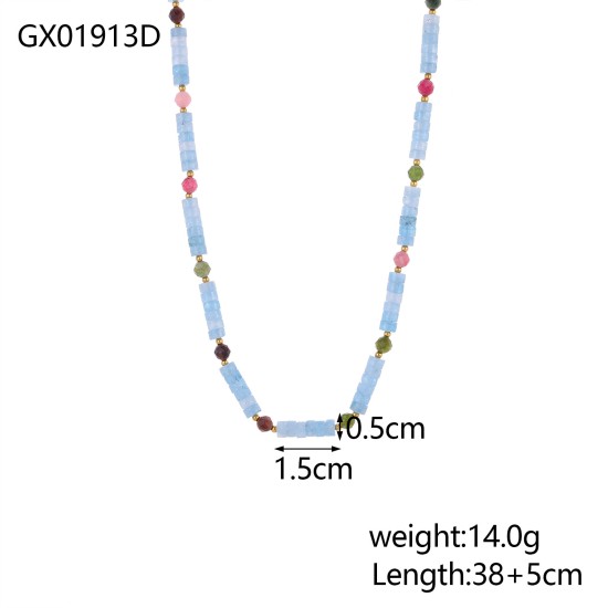 Beaded Stacked Sunflower Stainless Steel Necklace