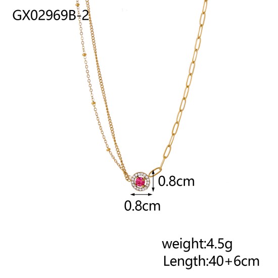 Zircon pendant stainless steel necklace