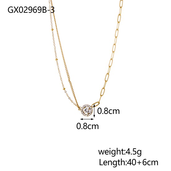 Zircon pendant stainless steel necklace