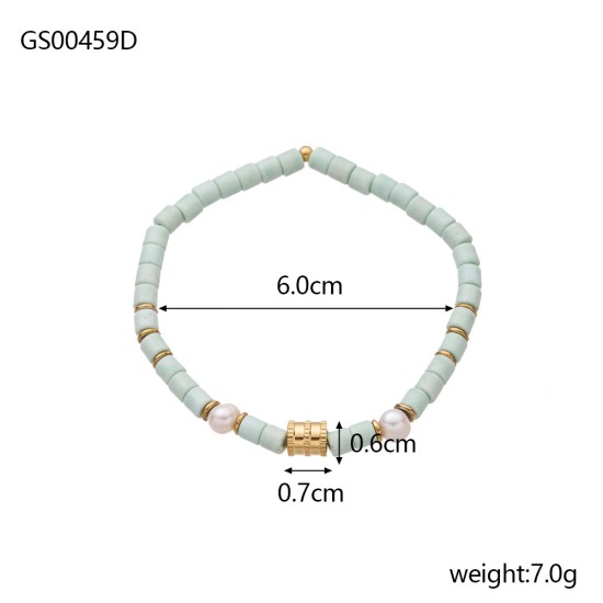 Colored natural stone stainless steel bracelet
