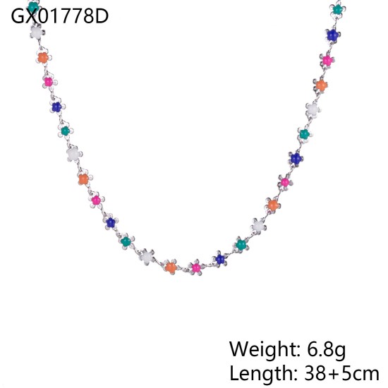 Natural stone pendant stainless steel necklace