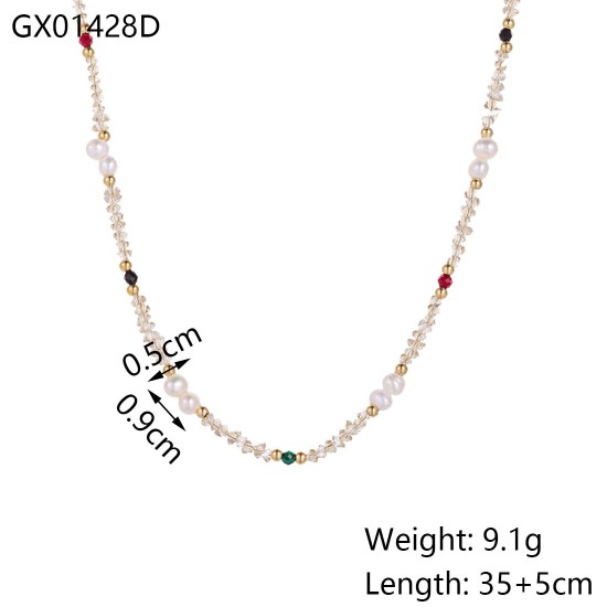 Colorful natural stone pearl necklace