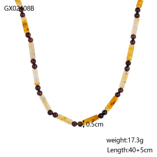 Natural stone stainless steel necklace