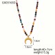 Natural stone bead stainless steel necklace