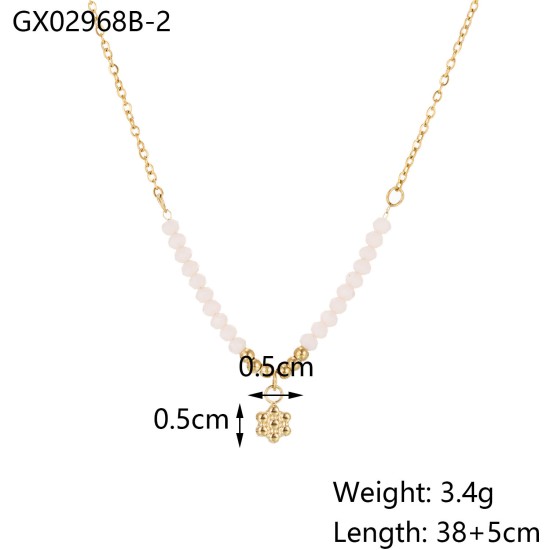 Antique style natural stone stainless steel necklace