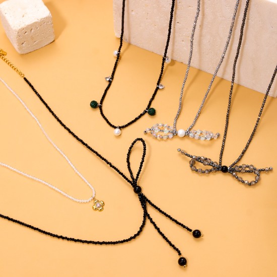 Bow bead stainless steel necklace