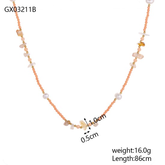 Natural stone pearl stainless steel necklace