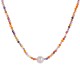 Multi colored rice bead bead bead stainless steel necklace