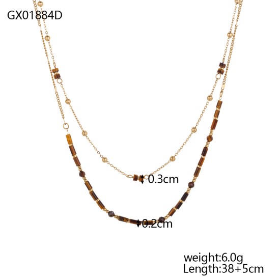 Beaded stainless steel necklace