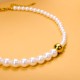 Golden pearl stainless steel necklace